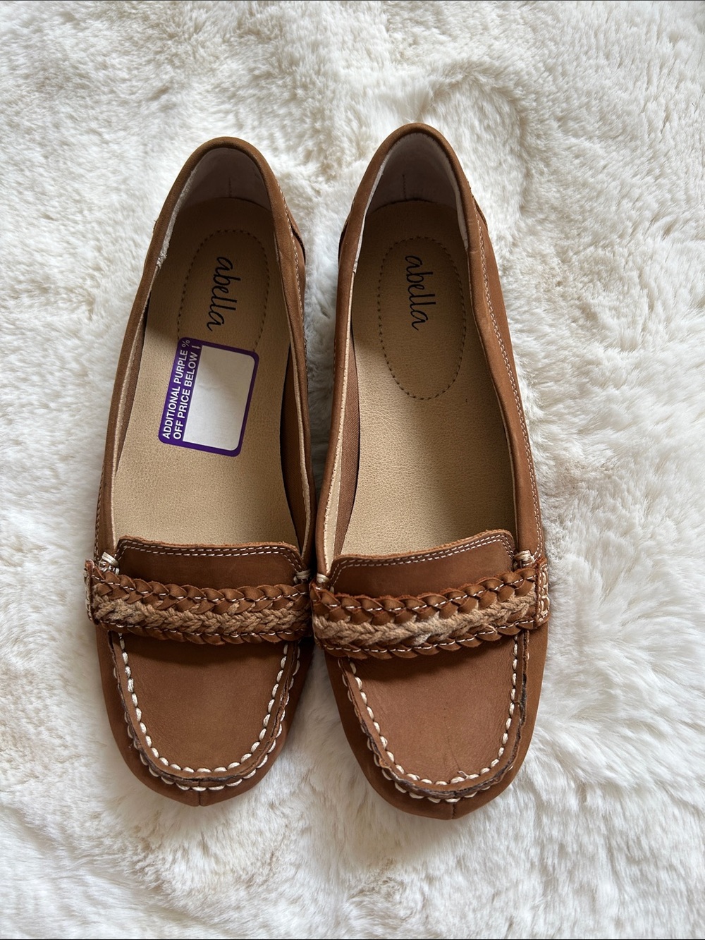 Abella Brown Braided Slip-On Loafers